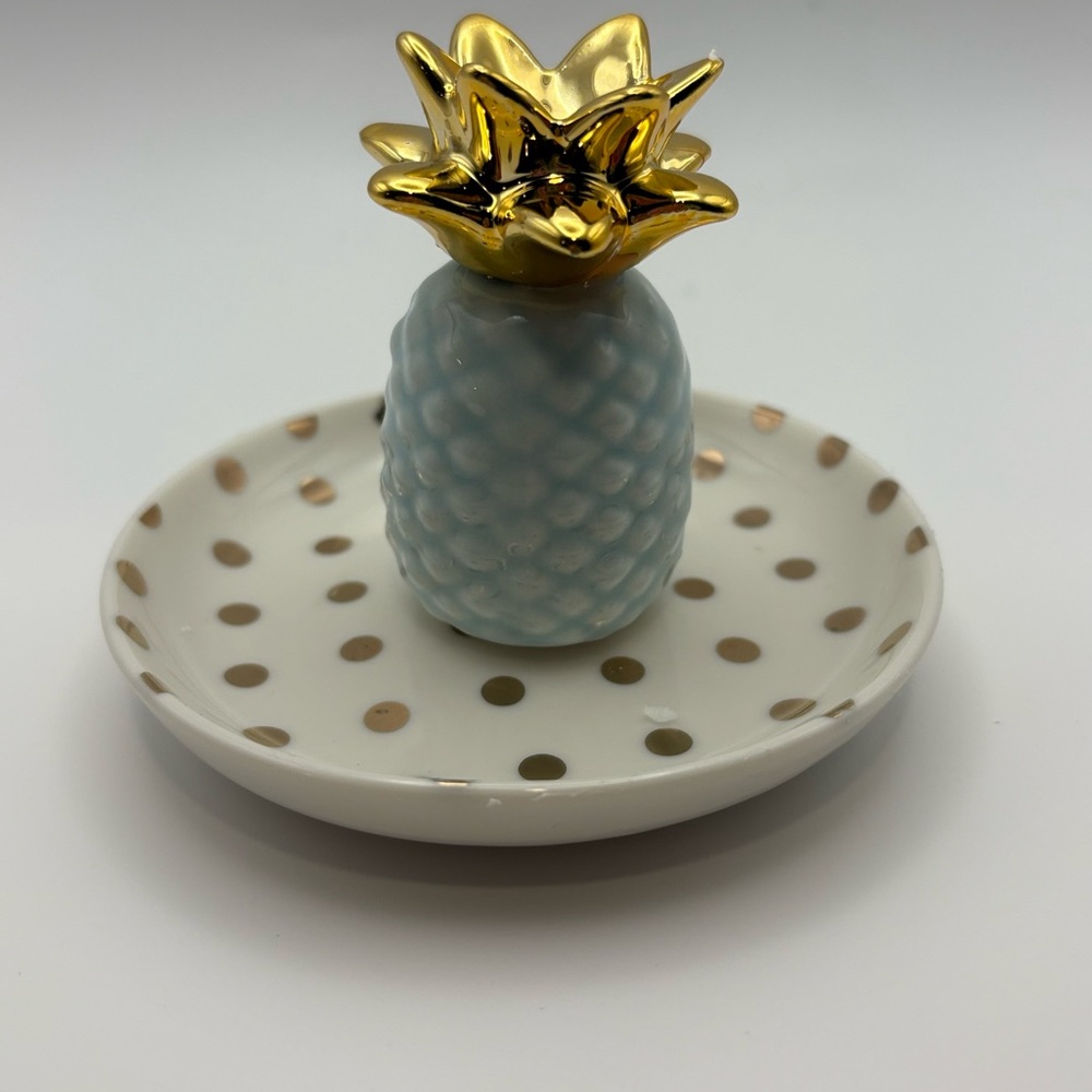 Gold and Aqua Pineapple Trinket Dish